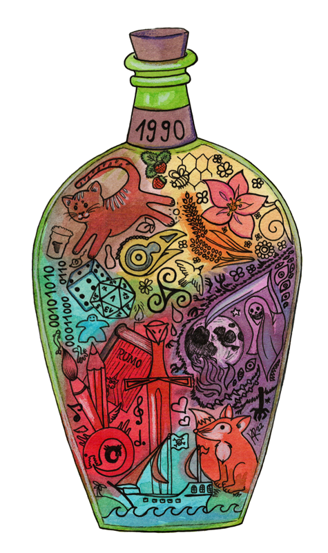 Eine bunte Lebensflasche.