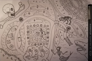 Die Karte eines Vergnügungsparks dessen Attraktionen Untote sind.